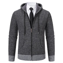Jaqueta Masculina Cardigan com Gola Dobrável Forro Fleece Estilo Vintage