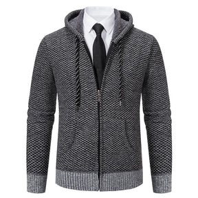 Jaqueta Masculina Cardigan com Gola Dobrável Forro Fleece Estilo Vintage