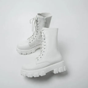 Bota Feminina Cano Médio Cadarço e Zíper com Plataforma Confortável - (Promoção de Inverno 2025)