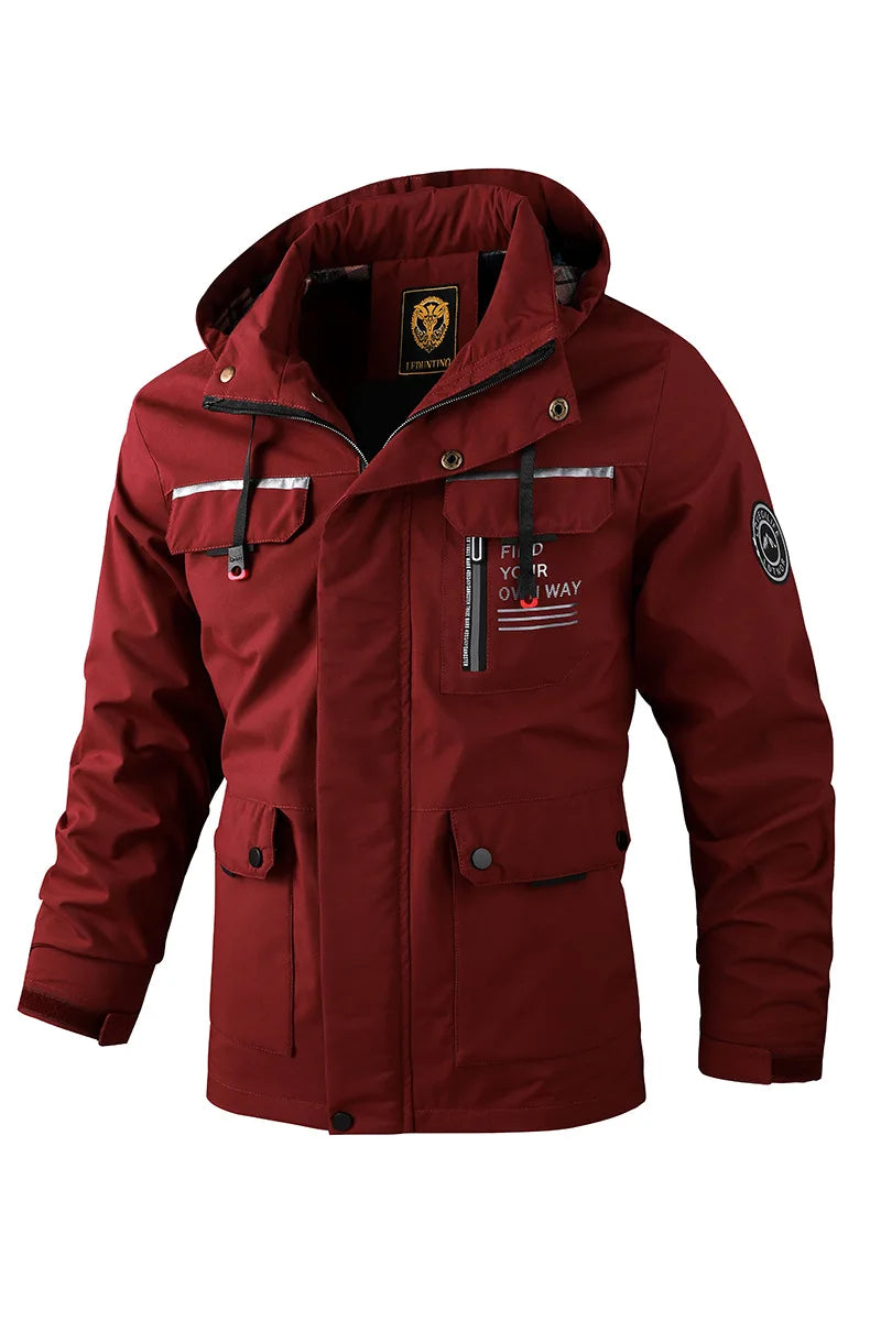 Casaco Masculino Casual Impermeável Com Capuz e Forro
