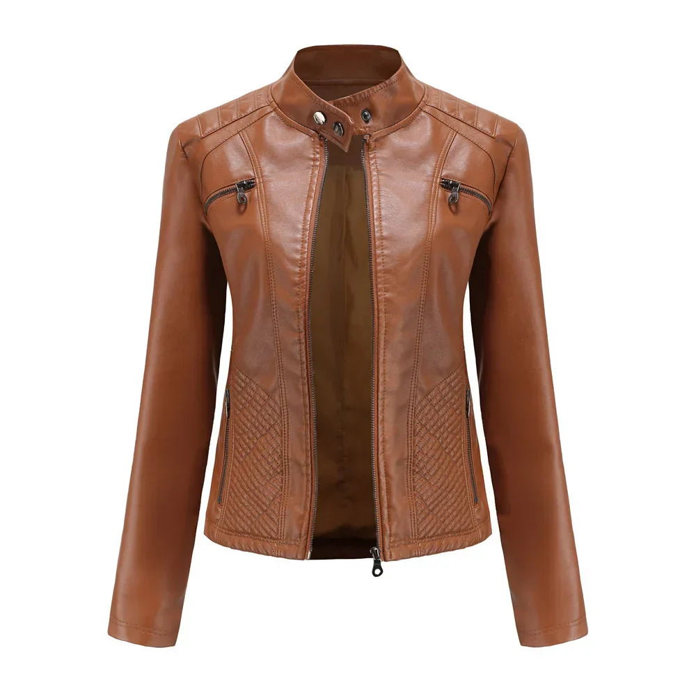 Jaqueta Feminina Casual com Zíper Estilo Streetwear