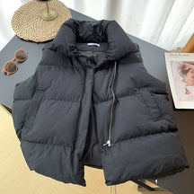 Colete Feminino Elegante com Gola Alta Acolchoado