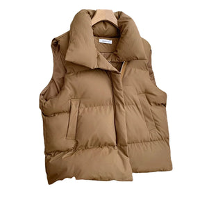 Colete Feminino Elegante com Gola Alta Acolchoado