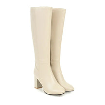 Bota Feminina de Cano Alto com Salto Grosso Estilo Versátil Forro Quente – (Promoção de Inverno 2025)