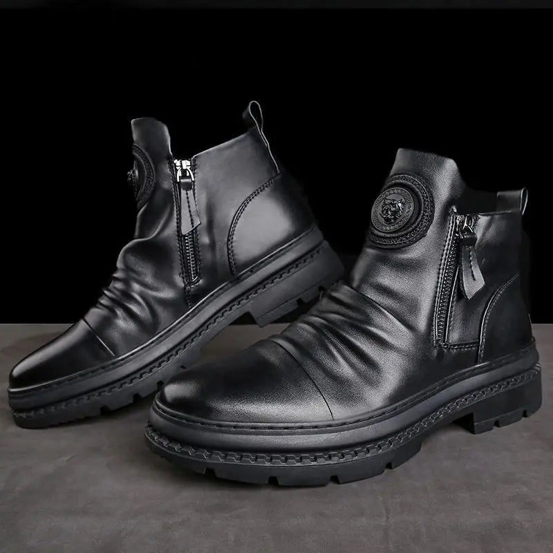 Bota Masculina Cano Alto com Zíper Lateral