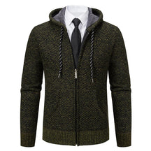 Jaqueta Masculina Cardigan com Gola Dobrável Forro Fleece Estilo Vintage