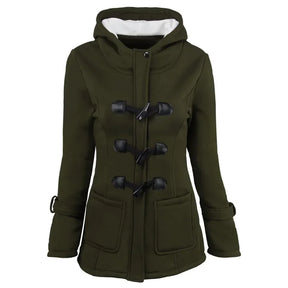 Casaco Feminino Básico com Capuz e Zíper - Sobretudo Casual para Outono/Inverno