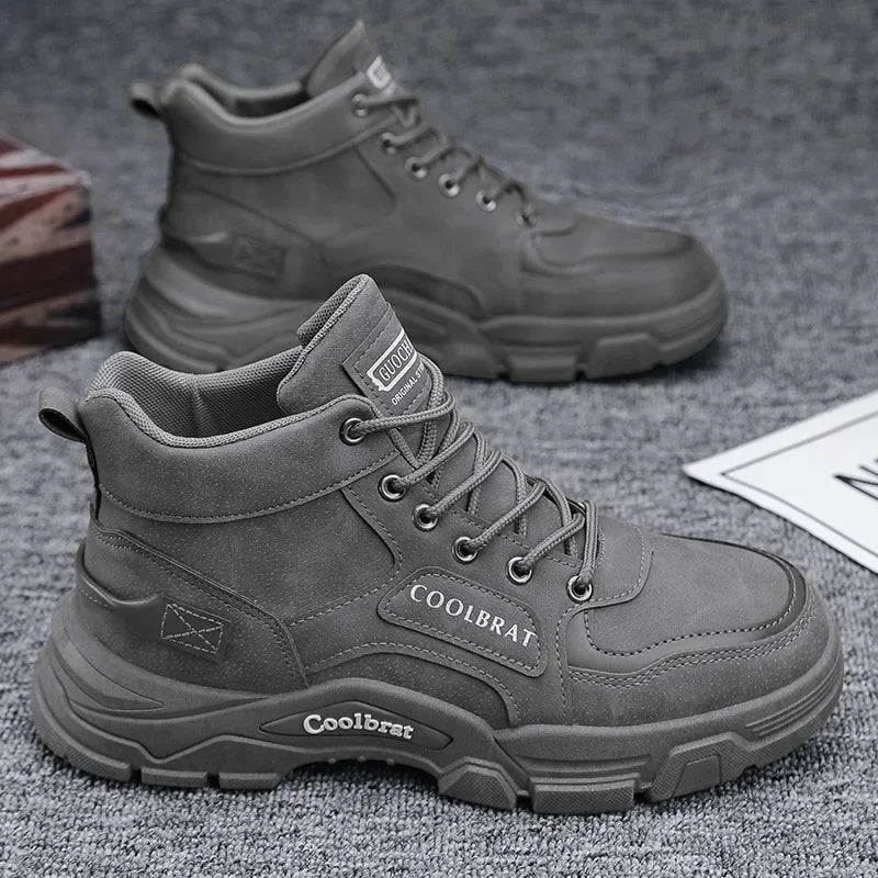 Bota Masculina de Cano Curto Estilo Britânico Antiderrapante Confortável