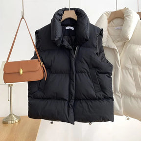 Colete Feminino Elegante com Gola Alta Acolchoado