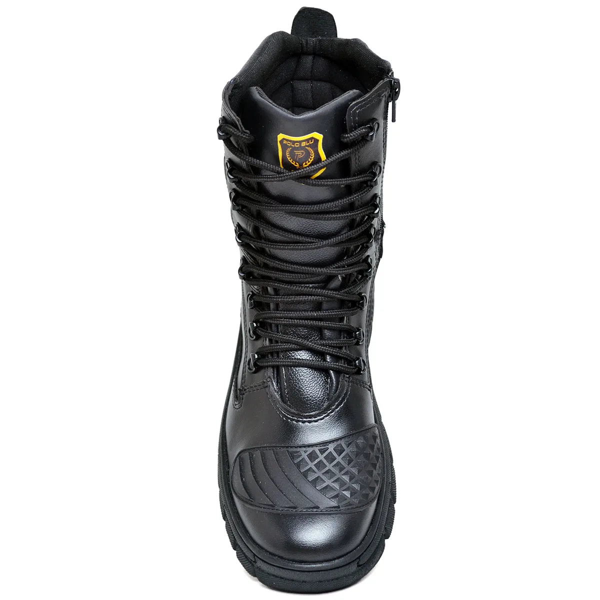 Bota Masculina Militar Monocromática com Zíper e Cadarço