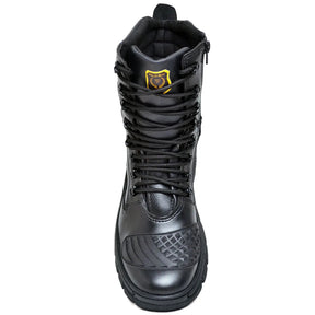 Bota Masculina Militar Monocromática com Zíper e Cadarço