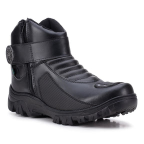 Bota Masculina Biker Militar Monocromática com Zíper Lateral