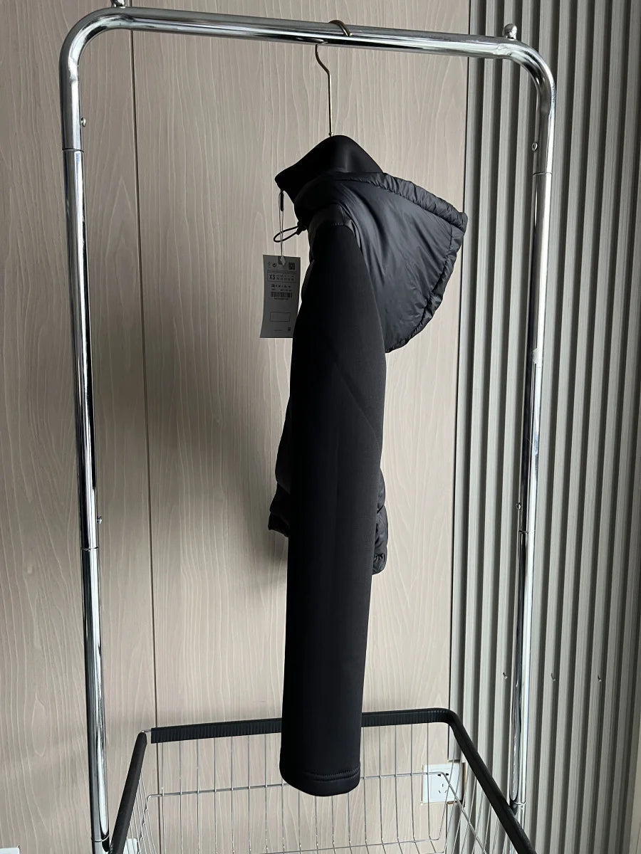 Jaqueta Feminina Leve com Capuz Acolchoada Para o Inverno