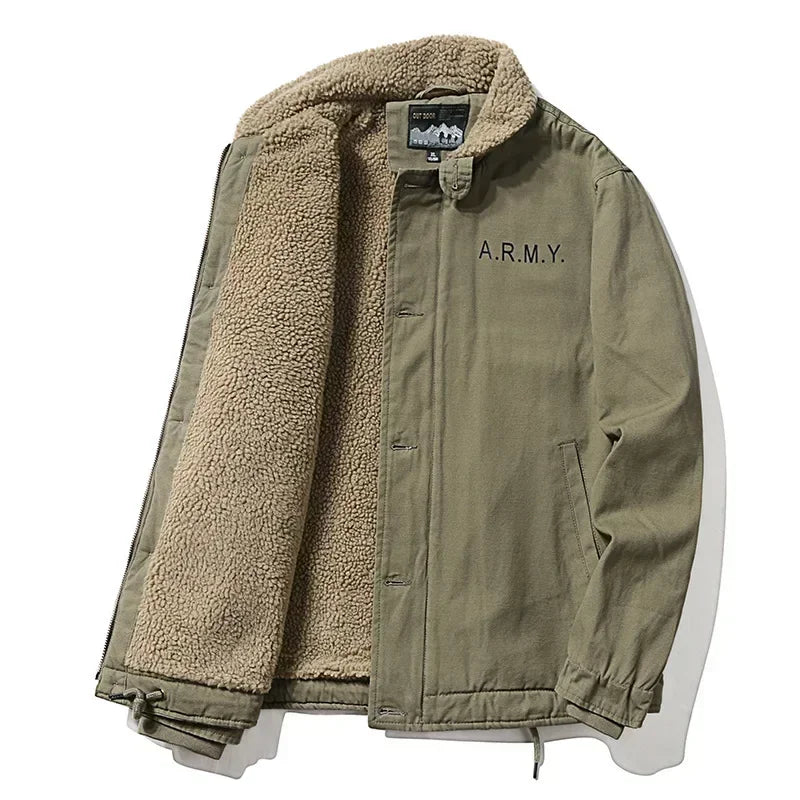 Jaqueta Masculina com Gola de Lã Forro Interno Estilo Casual