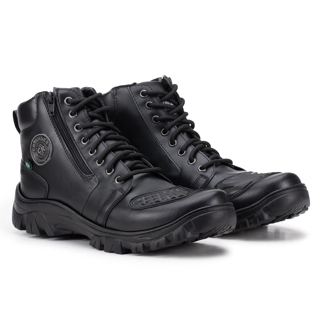 Bota Masculina Militar Biker com Zíper Lateral
