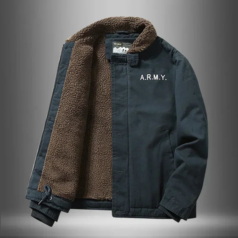 Jaqueta Masculina com Gola de Lã Forro Interno Estilo Casual