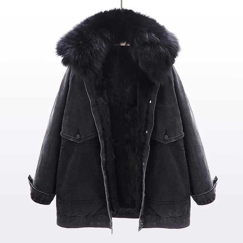 Jaqueta Jeans Feminina com Forro Para Inverno