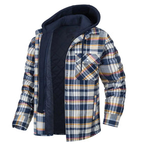 Casaco Masculino Quadriculado Para Inverno com Capuz Forro de Algodão