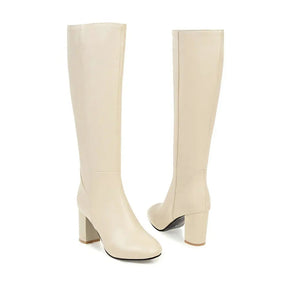 Bota Feminina de Cano Alto com Salto Grosso Estilo Versátil Forro Quente – (Promoção de Inverno 2025)