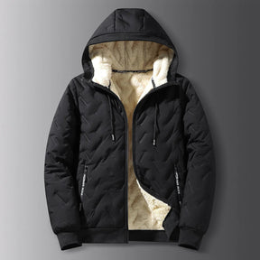 Casaco Masculino de Inverno com Capuz Forro Polar Gola Alta
