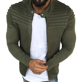 Jaqueta Masculina Slim com Listras, Zíper Frontal Estilo Esportivo