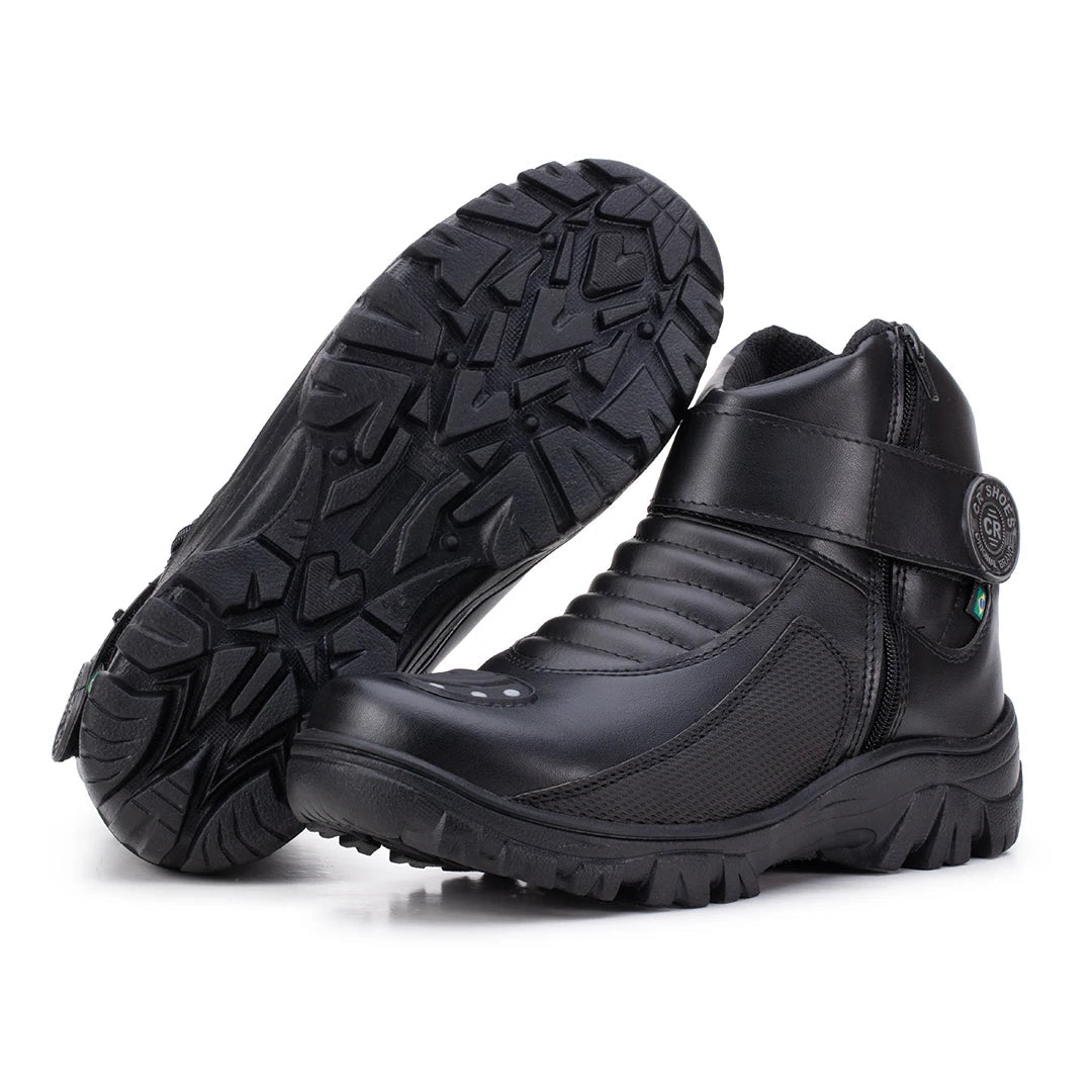 Bota Masculina Biker Militar Monocromática com Zíper Lateral