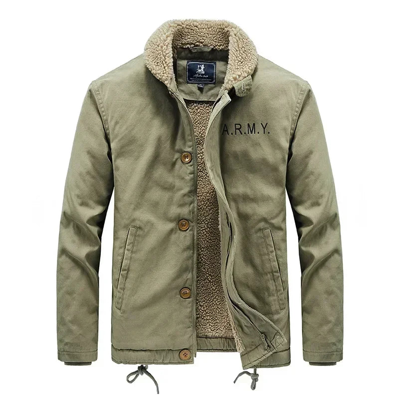 Jaqueta Masculina com Gola de Lã Forro Interno Estilo Casual