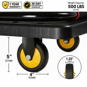Carrinho Plataforma de Carga Dobrável Industrial 400kg em Aço Carbono com Rodas PU