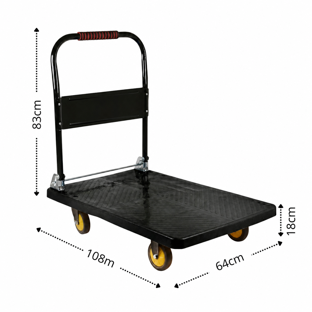 Carrinho Plataforma de Carga Dobrável Industrial 400kg em Aço Carbono com Rodas PU